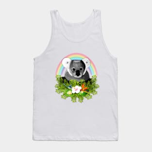 Cute Koala with Flowers, Rainbow and Hummingbird Tank Top